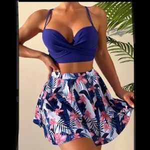 Tropical Bikini With Matching Skirt Boutique New Vibrant!